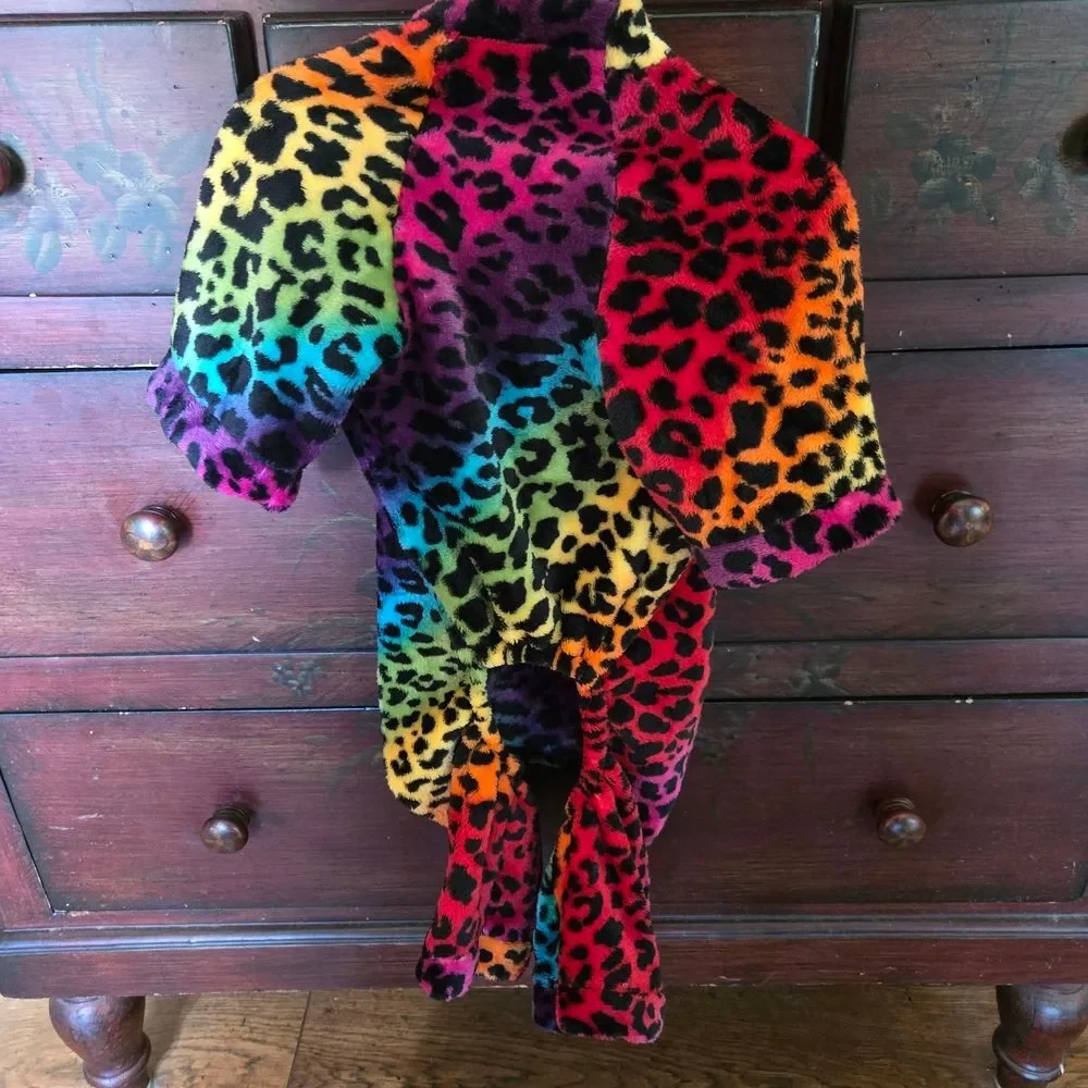 Colorful Leopard Print Girl Dog Pajamas